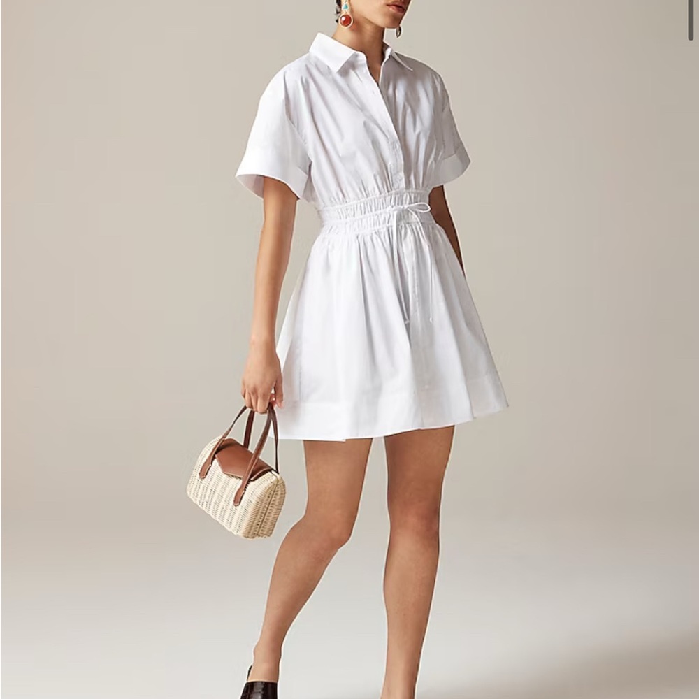 J. Crew Elena white mini shirtdress in cotton poplin XS 0